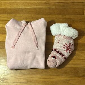 Pacific & Co. Soft Pink Hoodie with Bonus Fleece Slipper Socks